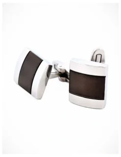 Cudworth Polished Stainless Steel and Brushed Ion Plated Gun Metal Cufflinks