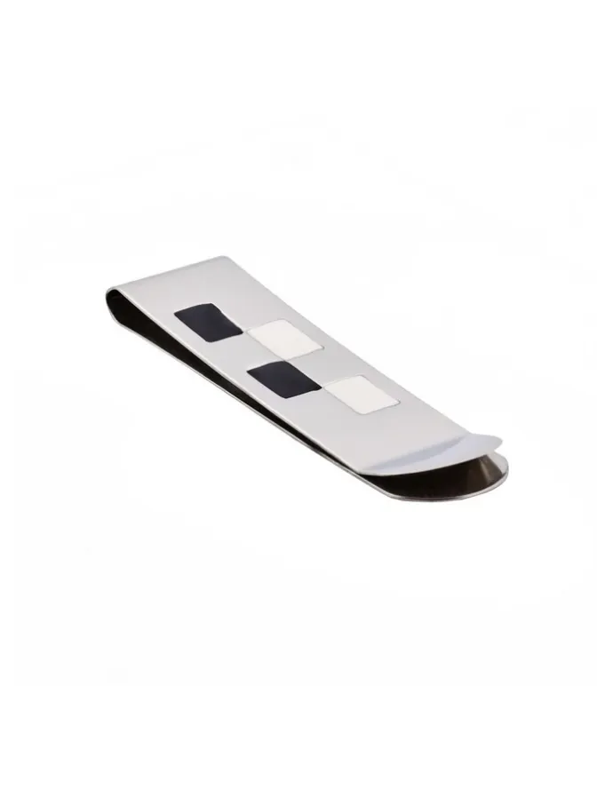 Cudworth Polished Stainless Steel Enamel Money Clip in Silver