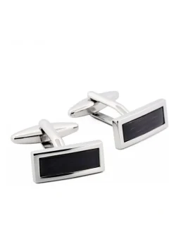 Cudworth Rectangular Cat's Eye Cufflinks in Black