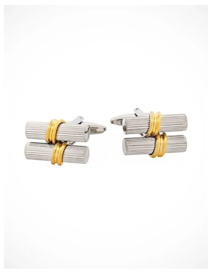 Cudworth Rhodium & Gold Plated Scroll Cufflinks in Silver