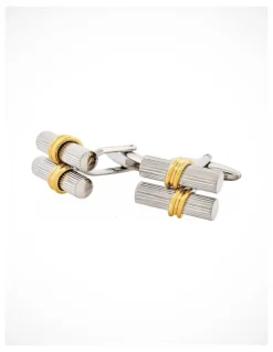 Cudworth Rhodium & Gold Plated Scroll Cufflinks in Silver