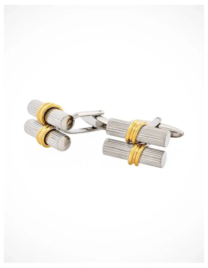 Cudworth Rhodium & Gold Plated Scroll Cufflinks in Silver