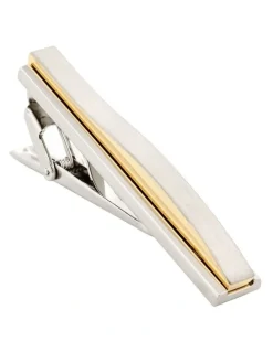 Cudworth Rhodium and Gold Plated Tie Clip in Silver