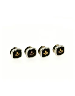 Cudworth Rhodium Masonic Shirt Stud in Black