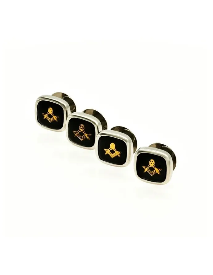 Cudworth Rhodium Masonic Shirt Stud in Black