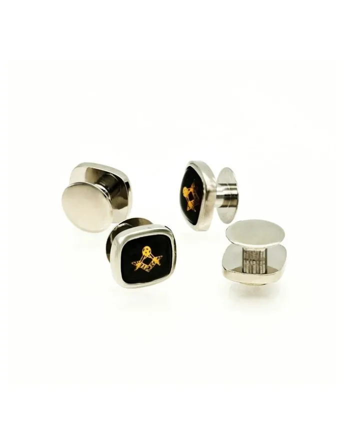 Cudworth Rhodium Masonic Shirt Stud in Black