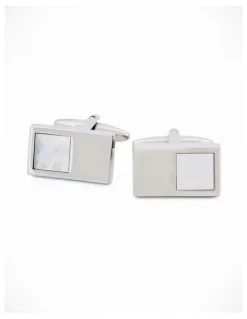 Cudworth Rhodium Mother Of Pearl Cufflinks
