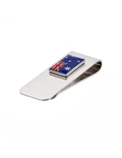 Cudworth Rhodium Plated Australian Flag Money Clip in Silver