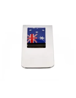 Cudworth Rhodium Plated Australian Flag Money Clip in Silver