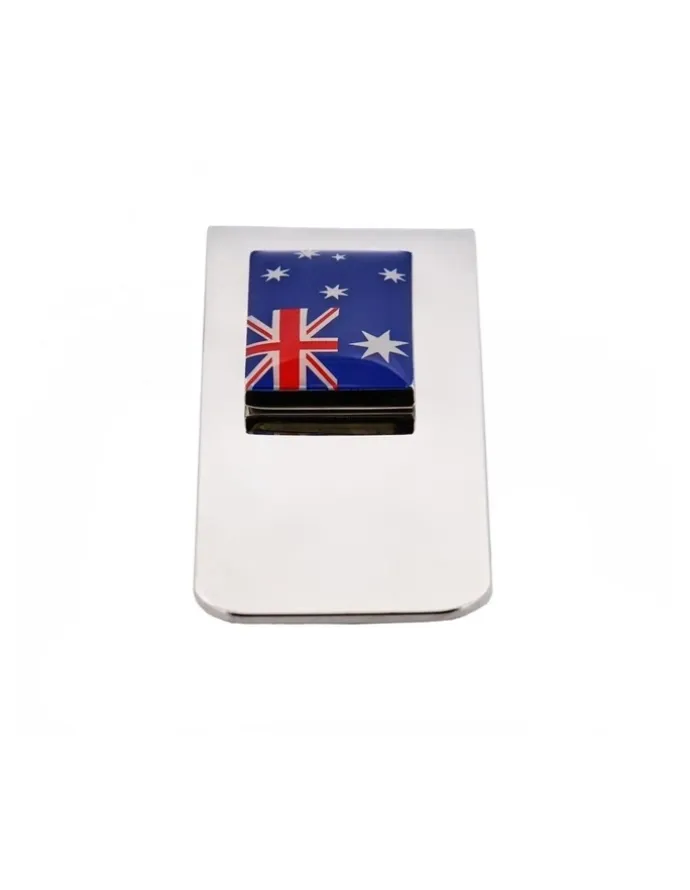 Cudworth Rhodium Plated Australian Flag Money Clip in Silver