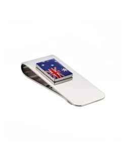 Cudworth Rhodium Plated Australian Flag Money Clip in Silver
