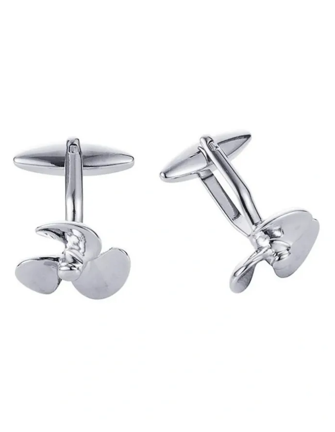 Cudworth Rhodium Plated Propeller Cufflinks in Silver