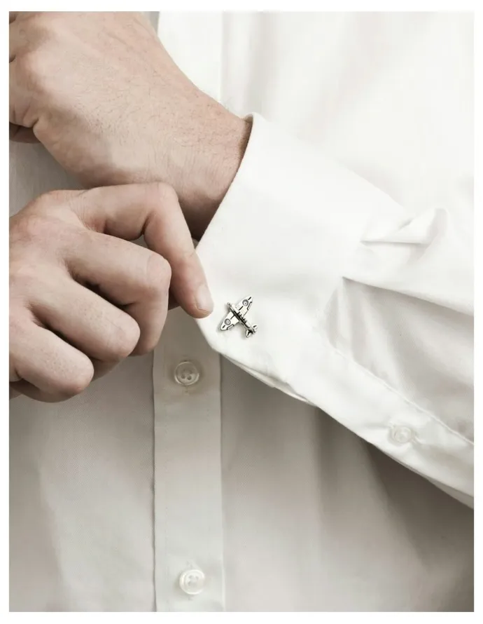 Cudworth Rhodium Plated Supermarine Spitfire Cufflinks in Silver