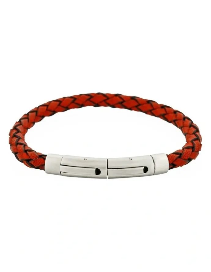 Cudworth Rosso Linea Italian Leather Bracelet in Red