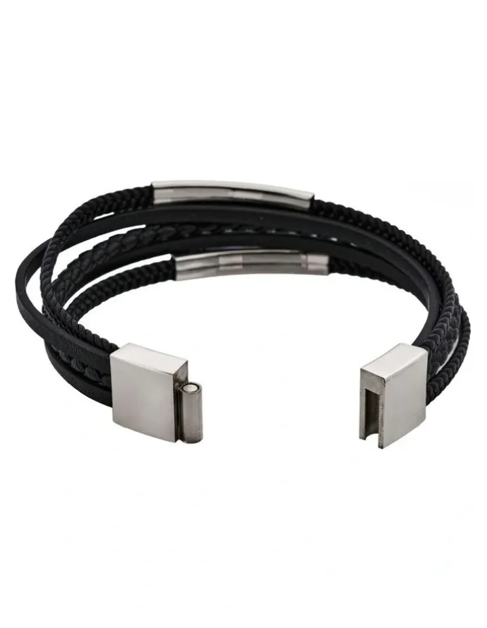 Cudworth Sierra Multi-Strand Leather Bracelet in Black