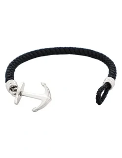 Cudworth Stainless Steel & Black Anchor Bracelet