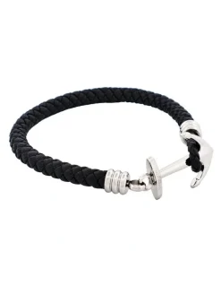 Cudworth Stainless Steel & Black Anchor Bracelet