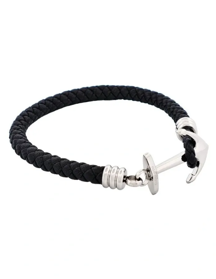 Cudworth Stainless Steel & Black Anchor Bracelet