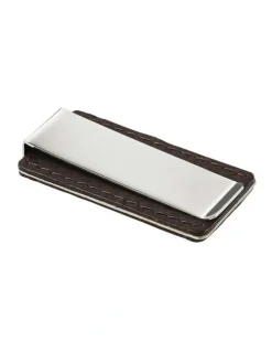 Cudworth Stainless Steel Pu Money Clip in Brown