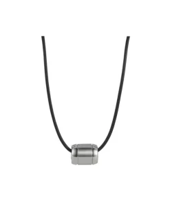 Cudworth Stainless Steel Bead Pendant On Silicone Rubber Necklace 50cm in Silver
