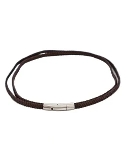 Cudworth Stainless Steel & Leather Double Strand Bracelet in Brown