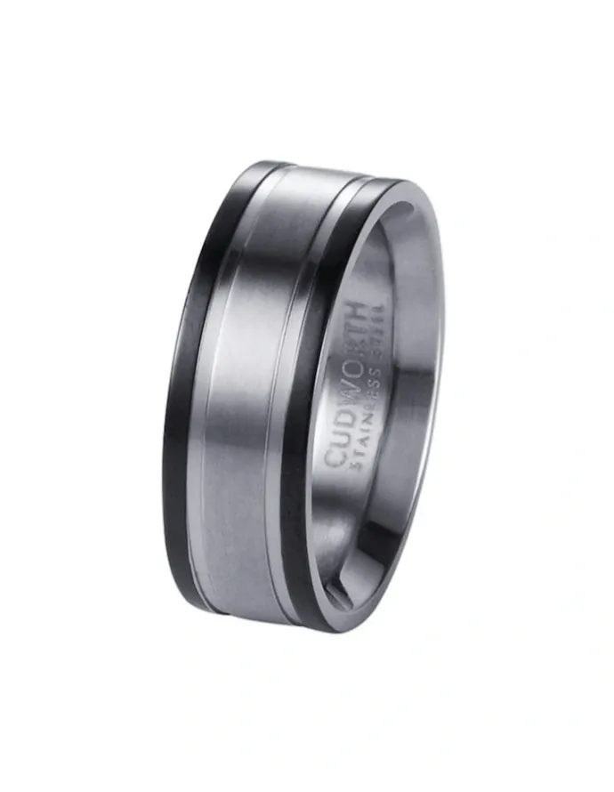 Cudworth Stainless Steel & Ion Plated Ring in Black