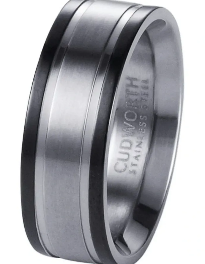 Cudworth Stainless Steel & Ion Plated Ring in Black