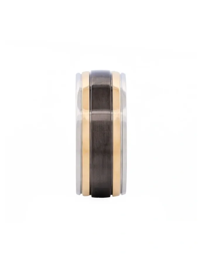 Cudworth Stainless Steel Ion Plated Centre-Band Ring in Black
