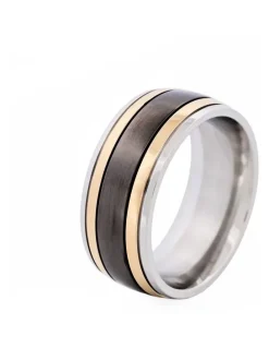 Cudworth Stainless Steel Ion Plated Centre-Band Ring in Black