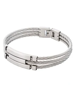Cudworth Stainless Steel And Cable Wire Bracelet in Silver