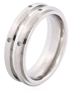 Cudworth Stainless Steel Ring & Cubic Zirconia Ring in Silver