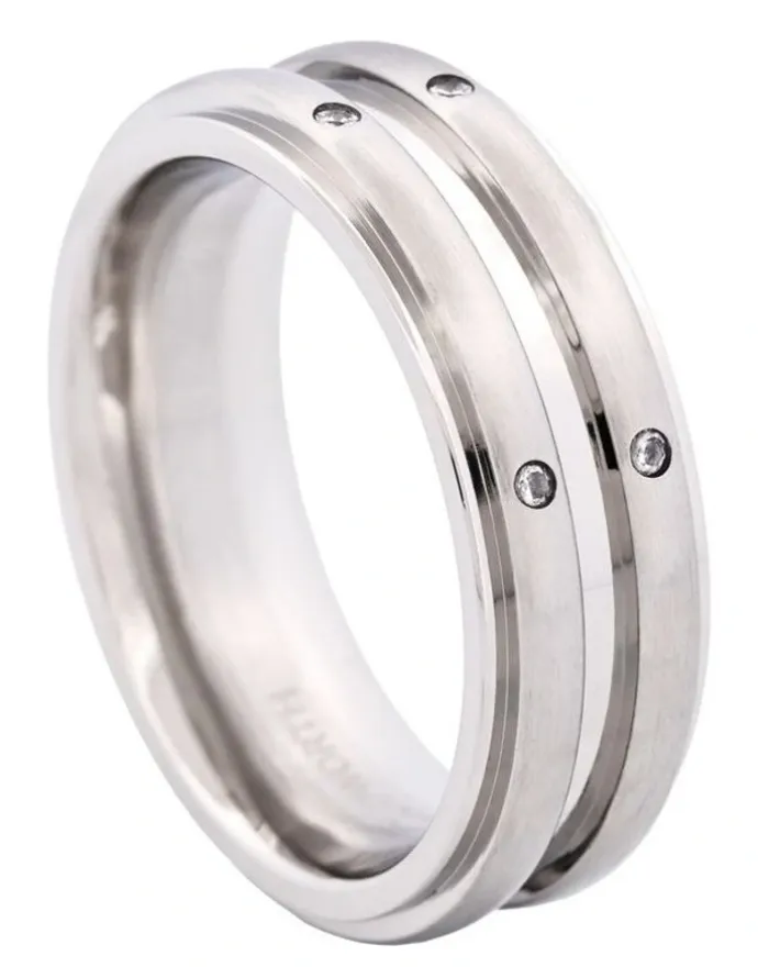 Cudworth Stainless Steel Ring & Cubic Zirconia Ring in Silver