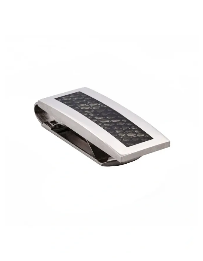 Cudworth Stainless Steel And Snake Skin Print Money Clip in Silver