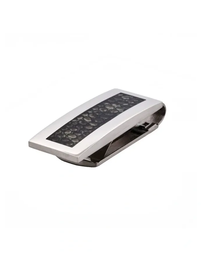 Cudworth Stainless Steel And Snake Skin Print Money Clip in Silver