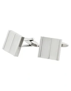 Cudworth Striped Cats Eye Cufflinks in White