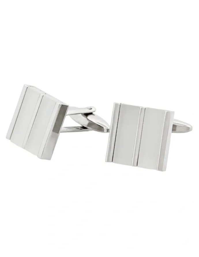 Cudworth Striped Cats Eye Cufflinks in White