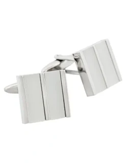 Cudworth Striped Cats Eye Cufflinks in White