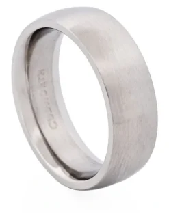 Cudworth Thin Brushed Stainless Steel Band Ring in Silver