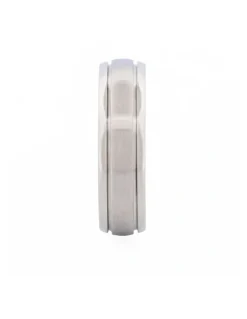 Cudworth Thin Polished Stainless Steel With A Brushed Centre Band Ring in Silver
