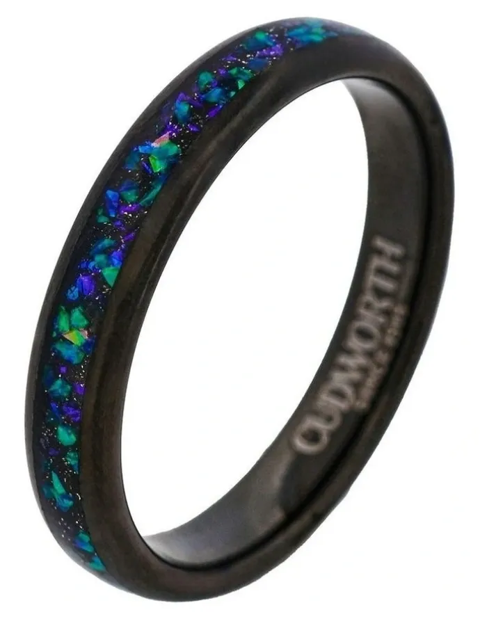 Cudworth Tungsten Aurora Streamline Ring in Black