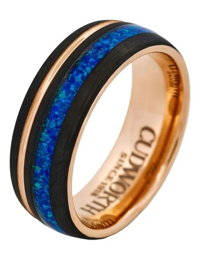 Cudworth Tungsten Azure Aurora Ring in Gold