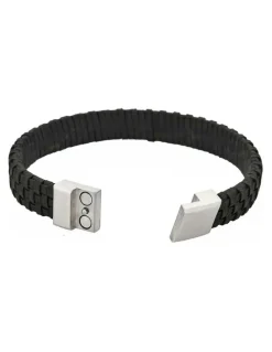 Cudworth Tuscan Braid Italian Leather Bracelet in Black