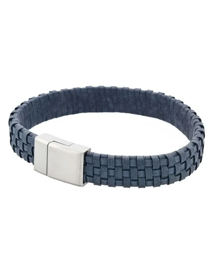 Cudworth Tuscan Braid Midnight Italian Leather Bracelet in Blue
