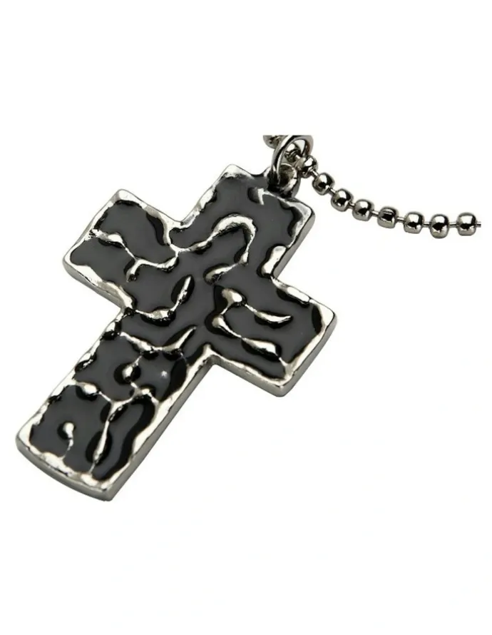 Cudworth Large Enamel Cross on Ball Chain in Black