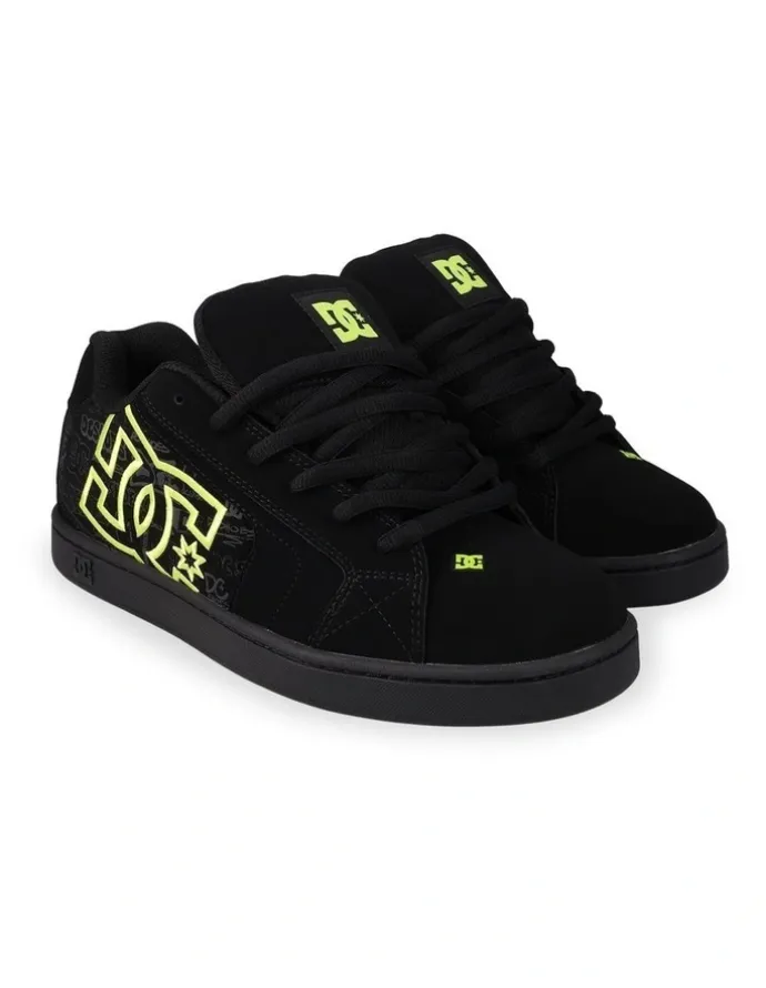 DC Net Sneakers in Black/Black/Lime