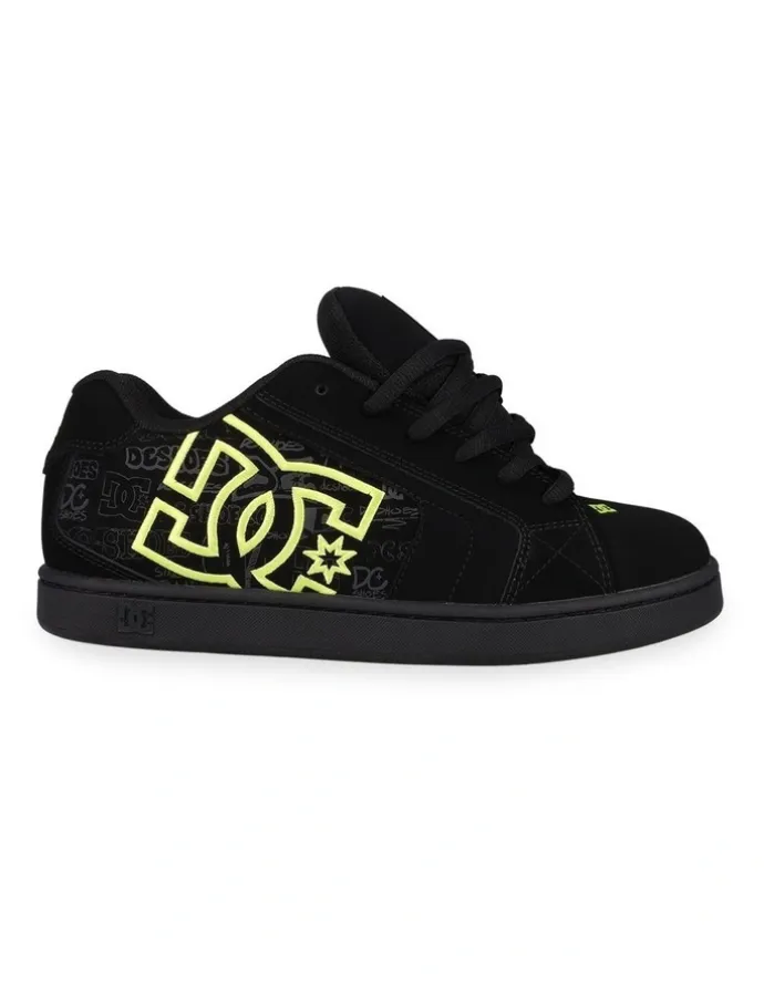DC Net Sneakers in Black/Black/Lime