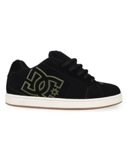 DC Net Sneakers in Black/Off White/Olive
