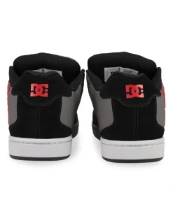 DC Net Sneakers in Dark Grey/Grey/Red
