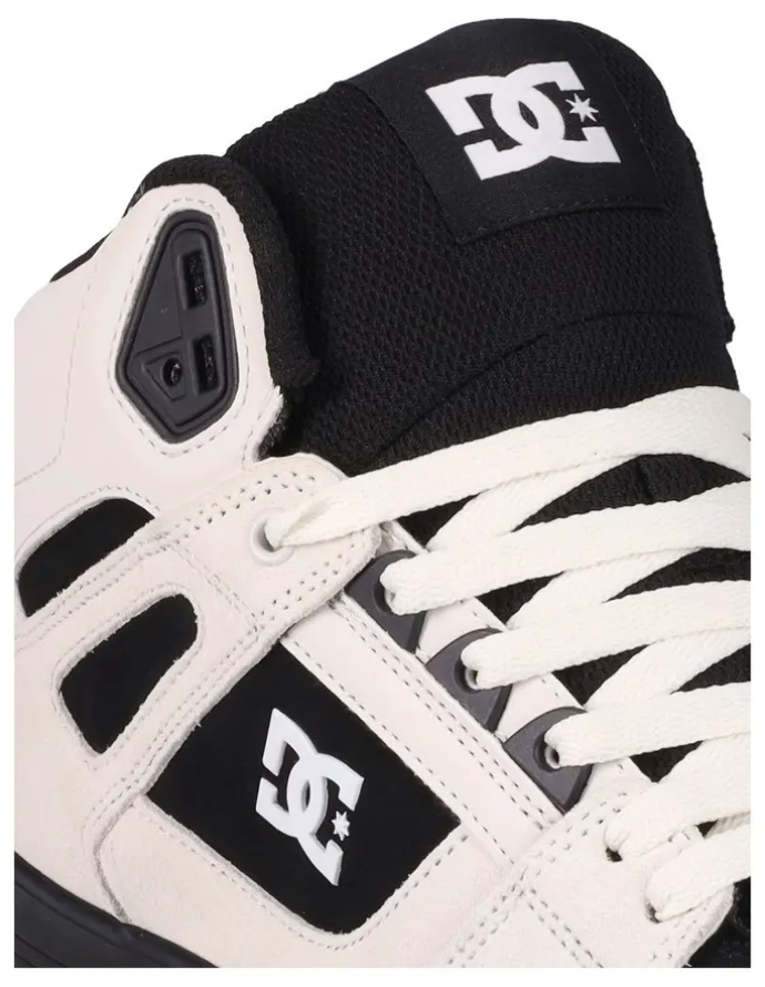 DC Pure High-Top Skate Shoes in Offwhite/White/Black