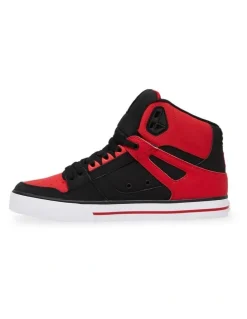 DC Pure High-Top Skate Shoes in Fiery Red/White/Black